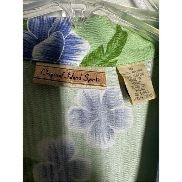 Original Island Sport Romantic Hawaiian Dress Button Down Sleeveless Size 16 - Picture 3 of 14